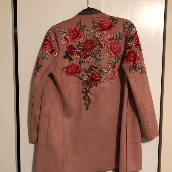 Tahari Dusty Rose Appliqué Open-Front Coat Size M - Picture 5 of 14